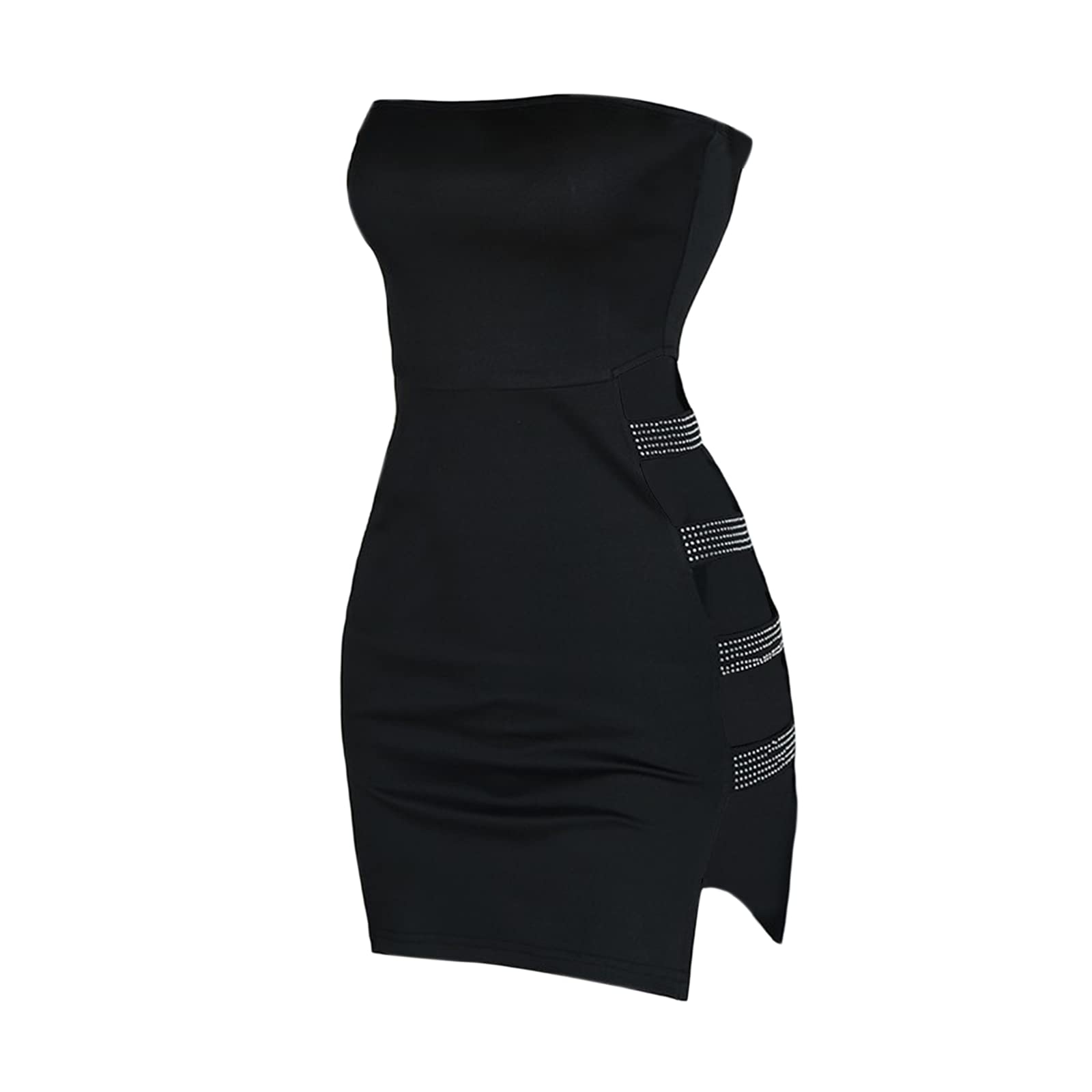 Loalirando Robe Crayon Femme Courte Sexy Moulante avec Strass Robe Epaules Dénudées pour Soirée Clubbing