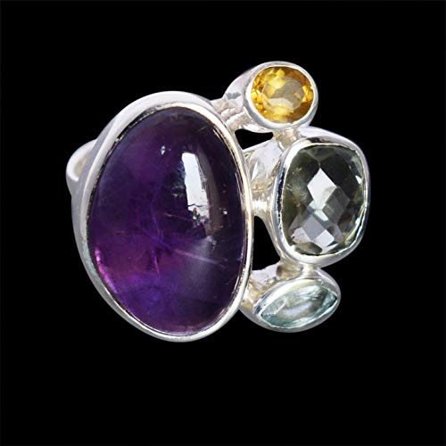 Bague citrine et améthyste argent 925 massif qui ne noircit pas
