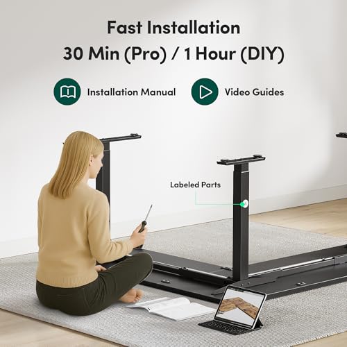 Image of FEZIBO 75 * 63 L Shaped Standing Desk, Electric Height Adjustable L Shaped Desk, Suitable for Home Office, Black