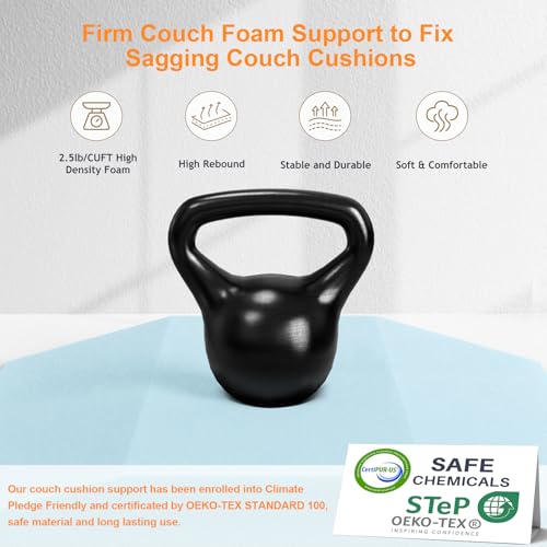 Image of Couch Cushion Support for Sagging Seat - 20 inch x 20 inch High-Density Trapezoid 40D Firm Foam Sofa Cushion Supports, Couch Supporter for Under The Cushions, Blue Set of 1