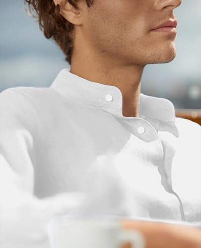 Mens Dress Shirts Wrinkle Free Dress Shirts for Men Long Sleeve Button Down Shirts Banded Collar Shirts4