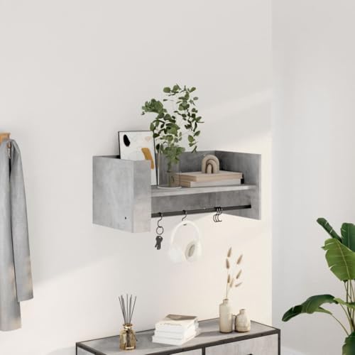 Support de rangement mural moderne gris béton 70,5 cm de long