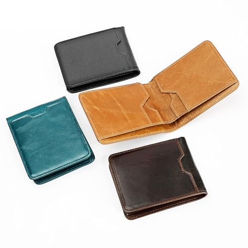 men's wallet Men's Small Wallet Post-Modern Retro Fashion First Layer Cowhide Women's Beauty Clip(Blue)3