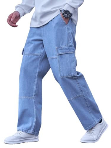 Image of TAGAS Men's Cargo Denim Pants - Baggy Utility Jeans with Multi Pockets, Relaxed Fit Jeans | Casual Workwear Pant