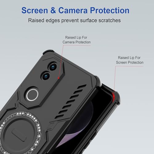 Image of Zapcase Back Case Cover for iQOO Z10R | MagSafe Case with Built-in Metal Ring | Supports MagSafe Charger, Wallet & Car Mount | Shockproof Hybrid PC + TPU | Black
