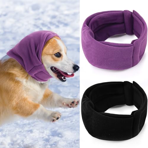Image of 2 Pcs Dog Calming Ear Muffs with Adjustable Fit - Noise Canceling Ear Protector for Bath /Grooming /Thunder Anxiety Relief, Soft Breathable Hoodie(S)