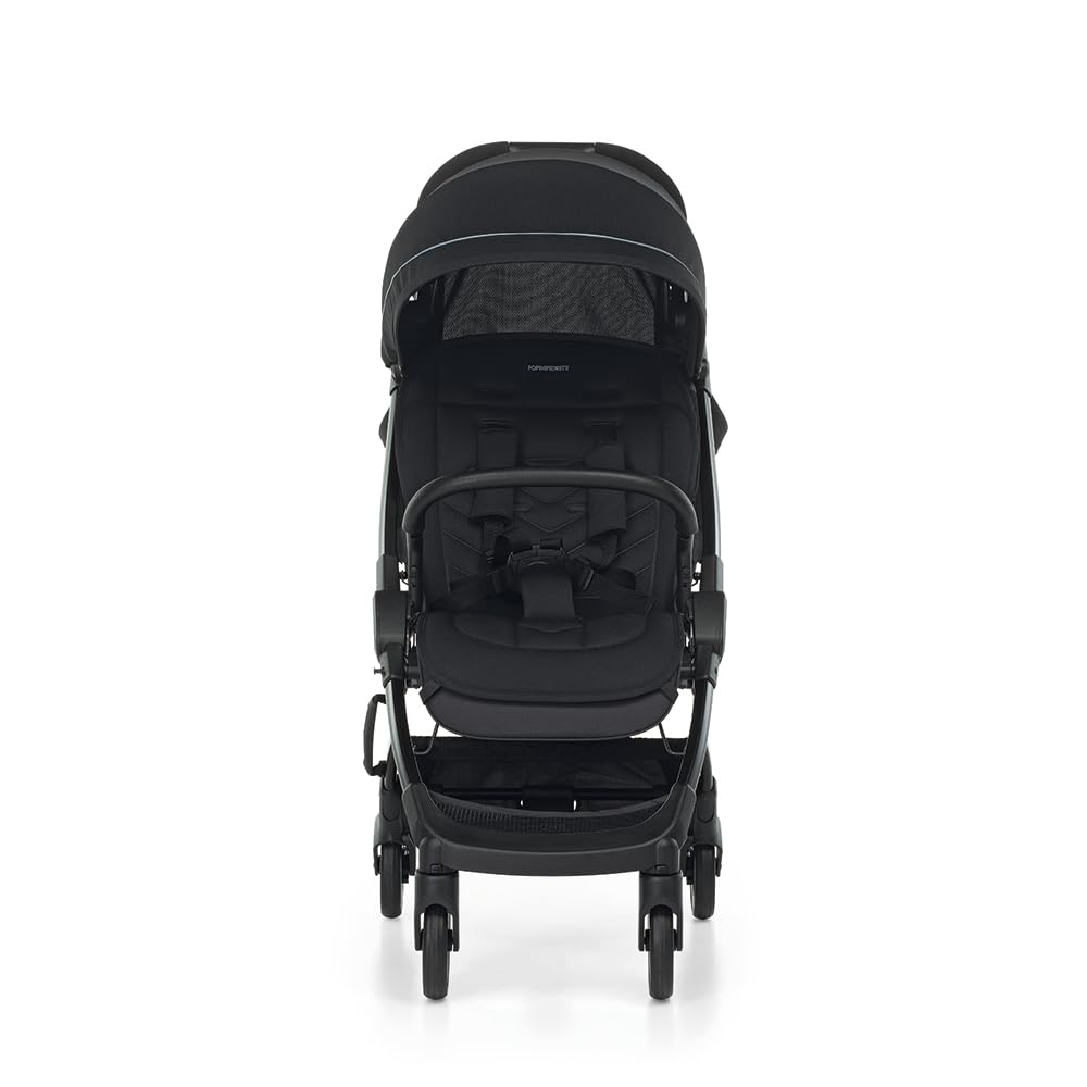 Foppapedretti Passeggino Leggero Ciao, 0-22 kg, Chiusura 1 mano, Self-Standing, Schienabile Regolabile, Ruote Ammortizzate, Telaio Alluminio, Nero