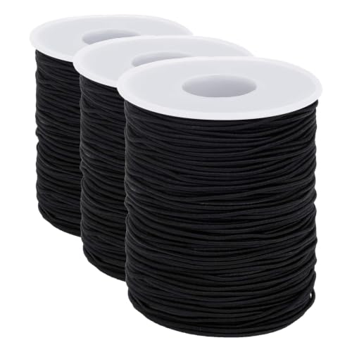 Image of Elastic String for Bracelets, Selizo Elastic Cord for Jewelry, Stretchy String for Necklace Making, Beading and Sewing (1.2 MM, 109 Yards, Black) (Pack of 3)