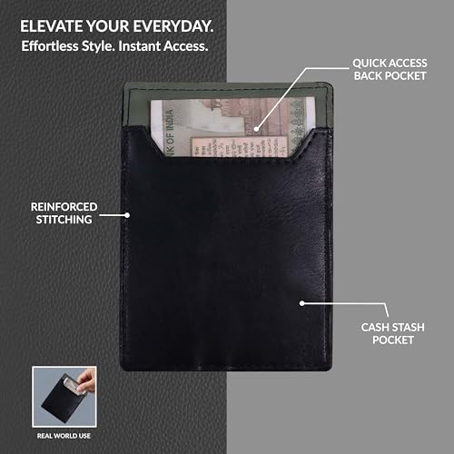 Image of Smith & Blake - Credit Card Holder Wallet for Men and Women -3 ATM Card Slots - Snap Button Pocket - Back Pocket - Black Premium Leatherette - Prospero