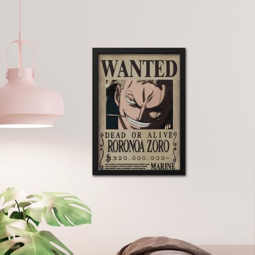Image of inspire TA RORONOA ZORO Poster One Piece Anime Quotes Painting Wall Frame, Wall Art Laminated Poster With Black Frames (12 X 9 INCH)