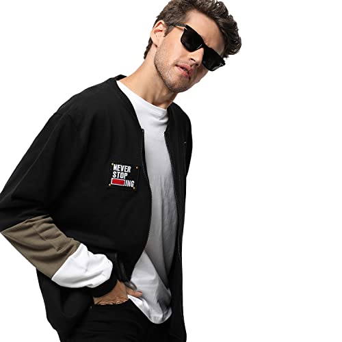 Image of CAHOOT Men's Dark Blue Zip-Front Hoodie with Contrast Drawstring for Casual Wear | Long Sleeve | Hooded Neck | Zipper Closure | Cotton Sweatshirt Crafted with Comfort Fit for Everyday Wear