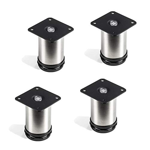 4er Set Lukas Möbelfuß Ø 42 mm höhenverstellbare Sofafüße Edelstahl Höhe 80 mm von SO-TECH