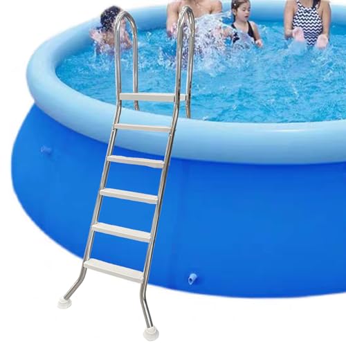 Escalera para piscina 160 cm acero inoxidable doble paso miniatura 1