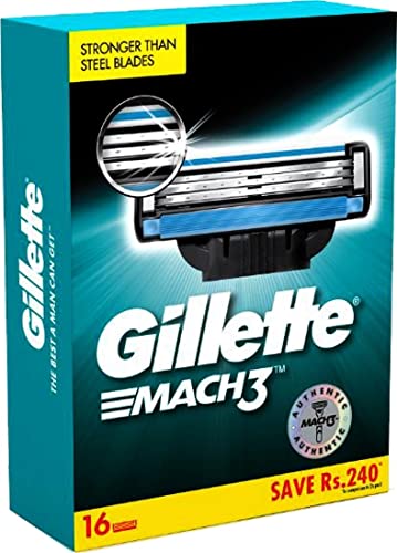 Image of Gillette Men Mach 3 Shaving Blades- Pack Of 16 (Cartridges) & Classic Sensitive Shave Foam - 418 G (33% Extra)