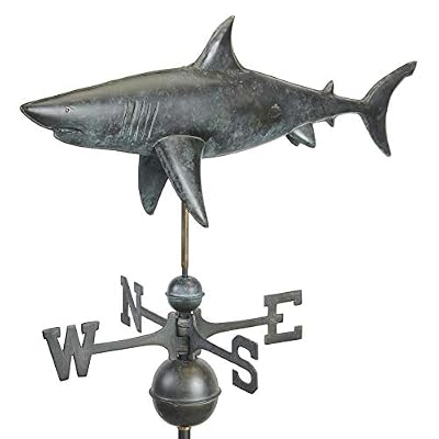 Good Directions 965GRY Shark Weathervane, Pure Copper Hand Finished Grey Patina