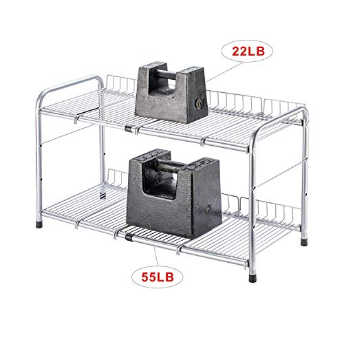 Flagship 2 Tier Under Sink Organizers and Storage Rack Expandable Cabinet Shelf Rack for Kitchen Bathroom Silver (16-25 inches) - Image 6