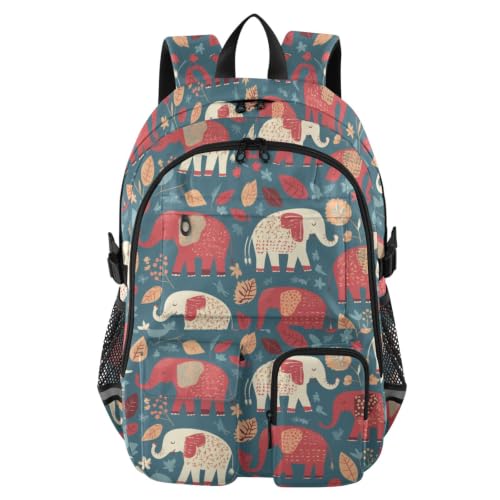 Mochila de viaje para adolescentes bolsas de trabajo adultos mochila escolar elefantes azul 17.5