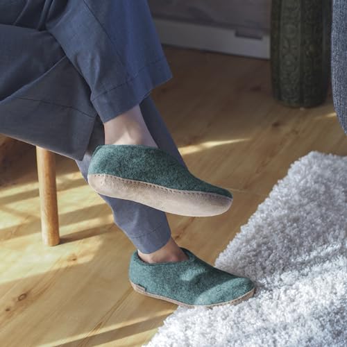 Glerups 100% quality wool mix Shoe Slipper with leather sole - Unisex - Petrol by Glerups - Image 6
