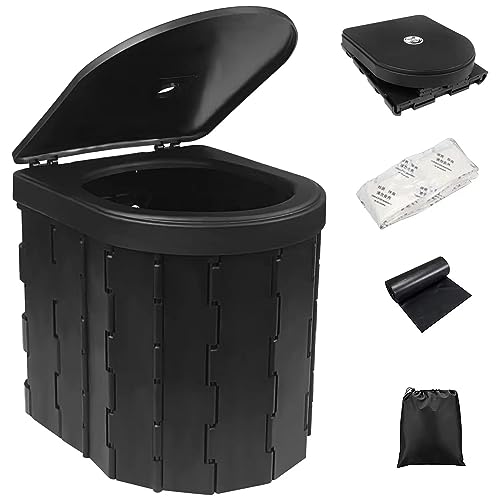 La Mejor Lista de Baño portatil del mes. 43 ABENNLY Inodoro Portatil,Inodoro Plegable de Emergencia,Inodoro Plegable Portátil de Viaje,Bote de Basura, Impermeable Porta Orinal con Tapa para Coche, Camión, Camping, Viajes,...