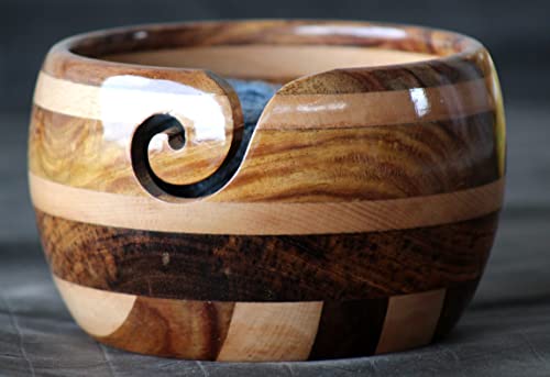 Image of Rosewood Yarn Storage Bowl for Knitting & Crocheting, Wooden Knitting Yarn Bowl Handcrafted, Wooden Yarn Storage Bowl Yarn Holder Best Gift Idea for Knitters