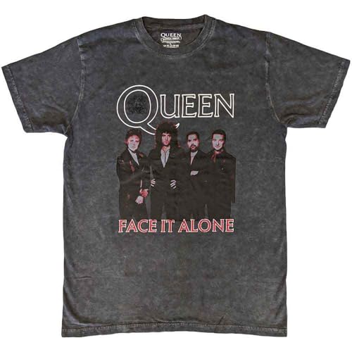 Rock Off officially licensed products Queen T Shirt Face It Alone Band Nouveau Officiel Homme Dye Wash Noir Size L