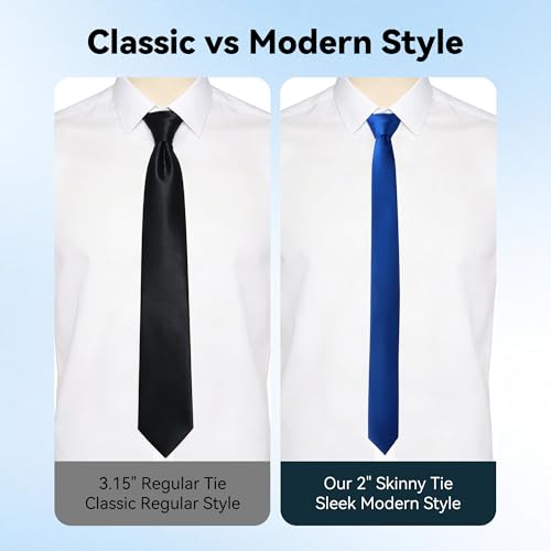 Image of Skinny Tie Men Women 2 inch (5CM) Slim Necktie Solid Thin Ties Formal