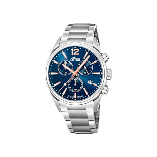 Reloj Lotus Chrono 18690/2 para Hombre, Esfera Azul y Redonda de 42 mm, Correa de Acero