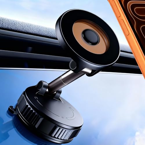 Image of RayLink [Ultra Strong 120LB Vacuum Suction & 2800gf Magnet] Magnetic Phone Holder for You Car, 360 Adjustable for MagSafe Compatible Car Phone Mount for iPhone 17 /16 /15 /14 /13 /12 Pro Max Plus
