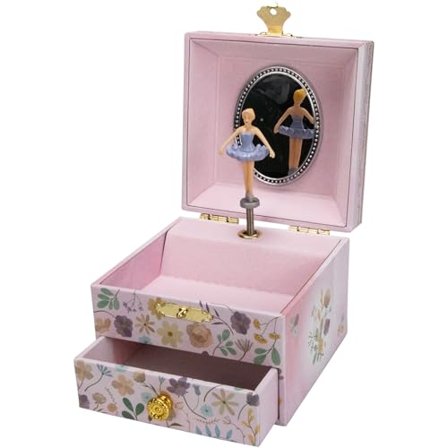 GICO 92071 - Joyero de bailarina con cajón para niñas, reloj infantil con música, figura giratoria y espejo, regalo de cumpleaños para niñas