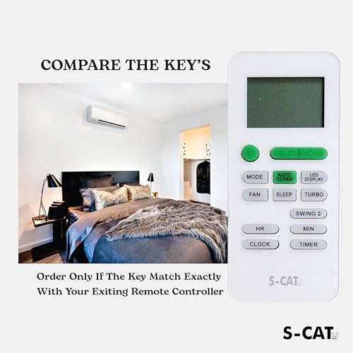 Image of S-CAT Compatible with Videocon /Sansui /Kelvinator /Vise /Kenstar AC Remote Control Model 175 (No Backlight) Suitable for 1 /1.5 /2 Ton Split /Window AC (Match Old Remote Exactly, for Any Issues Contact us)