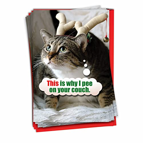 NobleWorks Christmas Animal Humor Greeting Cards (12 Pack)