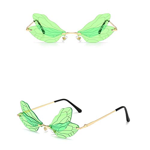 Image of ENTHYI Dragonfly Wing Shape Sunglasses for Women /Men Frameless Irregular Glasses Shades Party Sun Glasses
