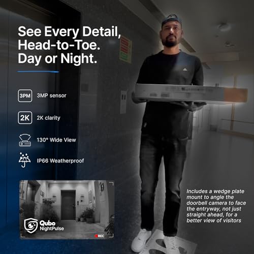 Image of Qubo Instaview (2026) Smart Video Doorphone from Hero Group | 3MP Video Doorbell Pro 2K + Wireless Home Tab 1296p Resolution| Instant Phone & Tab Visitor Video Call | 2-Way Talk | Chime