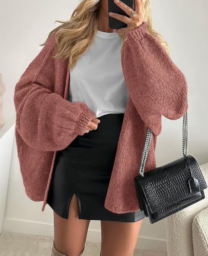 Image of PRETTYGARDEN Womens Oversized Cardigan Sweaters 2026 Fall Long Lantern Sleeve Knit Open Front Lightweight Sweater