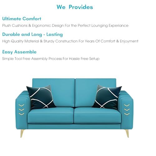 Image of Casaliving Falco 2 Seater Sofa Set for Living Room (Turquise Fabric) Premium Fabric Sofa