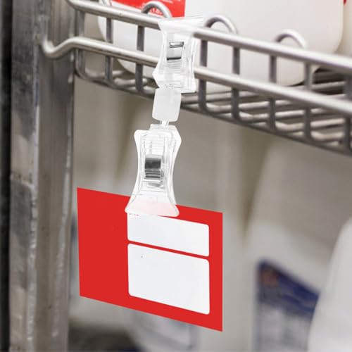 Clips dobles para estantes de supermercado con cabezal giratorio que organiza su comercio, 20 pc 6