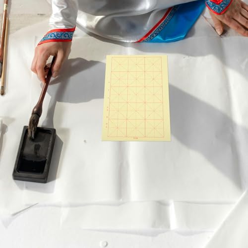 Papel Xuan amarillo ABOOFAN con cuadrículas claras para practicar caligrafía en casa 5