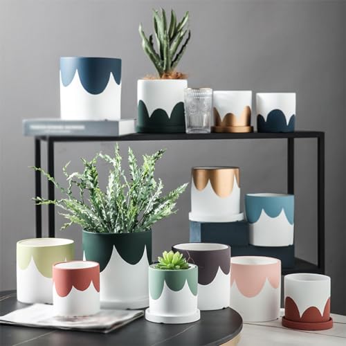 Pots de fleurs d'intérieur ronds en céramique moderne et chic - 5