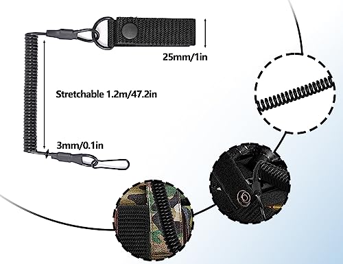 KAPSING Tactical Lanyard, Schwarz Spirale Schlüsselring, Elastisch Angeln Lanyards, Tactical Lanyard Für pfefferspray Pistole, Security ausrüstung, Ausziehbar auf 120 cm