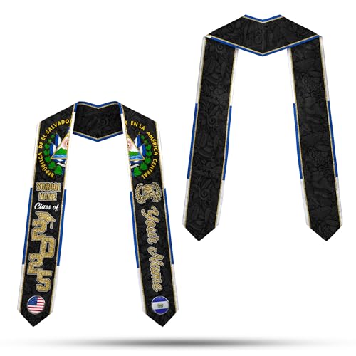 MonkeyVan Salvadorans Graduation Sash 2025, Custom Salvadoran American Flag Graduation Sash, El Salvador Graduation Stole Sash Salvadorans13
