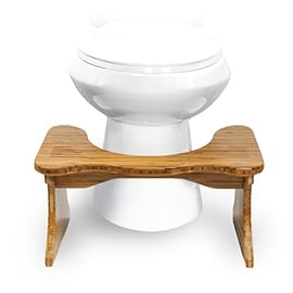 Squatty Potty Tao Bamboo Adjustable Toilet Stool, 7 & 9 Height, Bathroom Stool for Kids and Adults, Brow