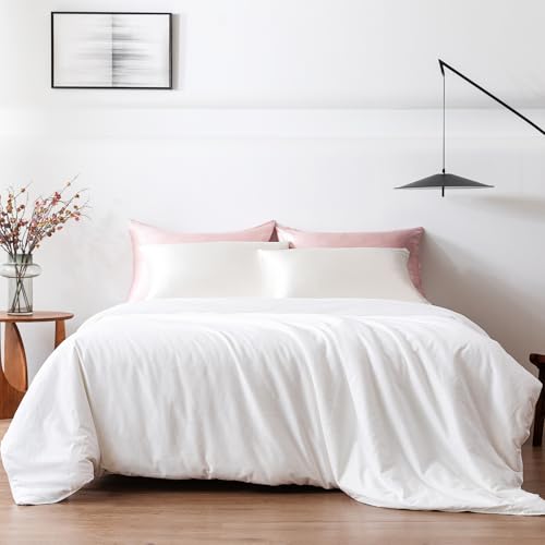 THXSILK 100% Mulberry Silk Filled Duvet Insert Comforter, Grade 7A Natural Mulberry Silk Filled Duvet, Pure Cotton Shell(White), King Size 102in x 91in/260cm x 230cm, Weight 3.3lb/1.5kg