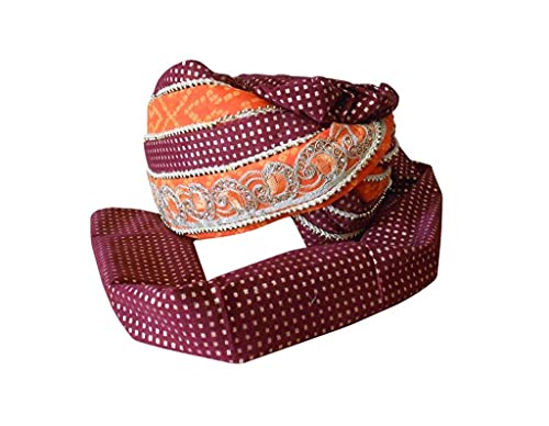 Chapeau Indien Mariage Traditionnel multicolore safa 7 1/2 pour sublimer le sherwani du marié