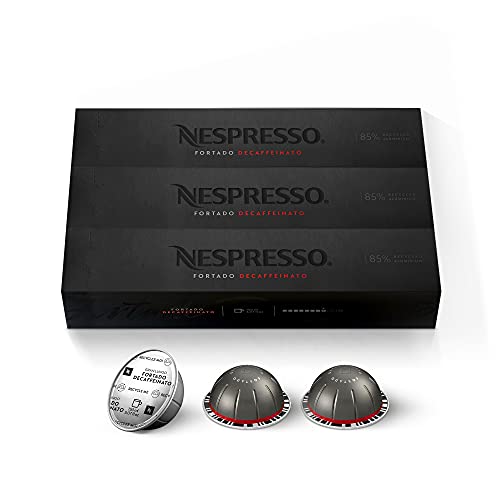 Nespresso Vertuo Fortado Decaffeinato, Gran Lungo, 30 Count Coffee Capsules (VERTUO ONLY)