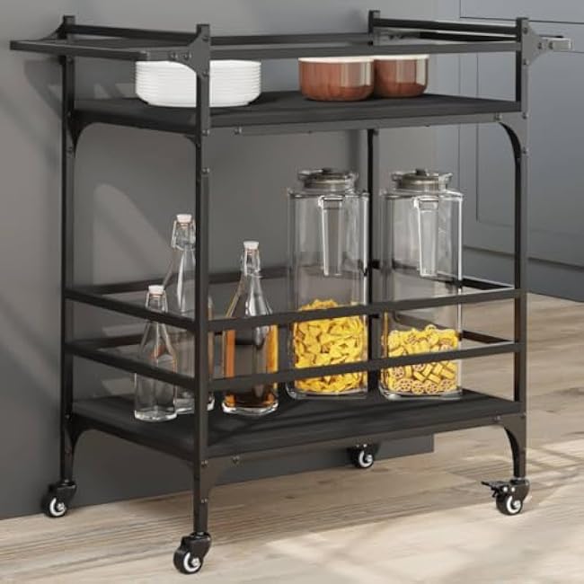 Versatile Kitchen Trolley for Enhanced Storage, Durable Engineered Wood and Steel Frame, Any Room-iFlDc2Pn