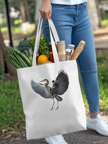 Canvas Tote Bag, Chic Dantop Crane Print Aesthetic Canvas Tote Handbags for Women Shoulder Bag,4