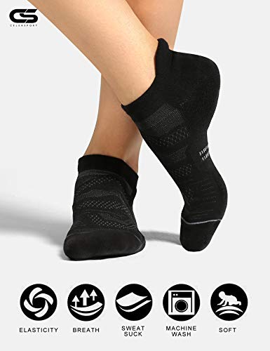 CS CELERSPORT 6 Pack Women's Ankle Running Socks Cushioned Low Cut Tab Athletic Socks