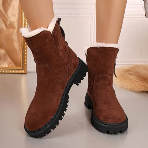 Bottes d'hiver en daim avec fermeture éclair latérale pratique