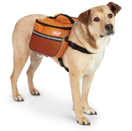 Coleman Dog Backpack Saddle with Leash Ring and Lift Strap - Hound Pack, Travel Gear, Hiking Pouch, and Camping Accessory for Dogs - Orange, Large Coleman Dog Backpack Saddle with Leash Ring and Lift Strap - Hound Pack, Travel Gear, Hiking Pouch, and Camping Accessory for Dogs - Orange, Large