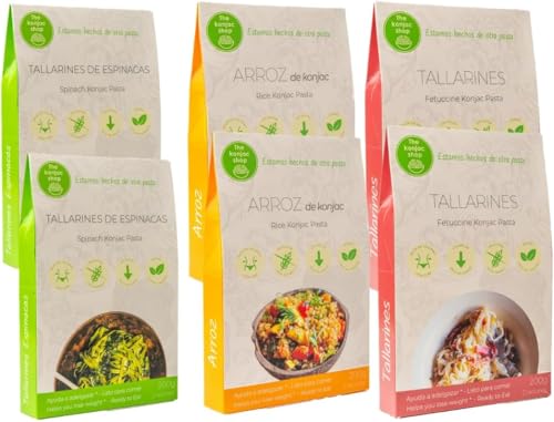 The Konjac Shop - Pack de 6 Unidades de 270g Pasta Shirataki Sin Gluten Bajo En Calorias y Carbohidratos Aptos Para Veganos, Dietas Keto, Low Carb